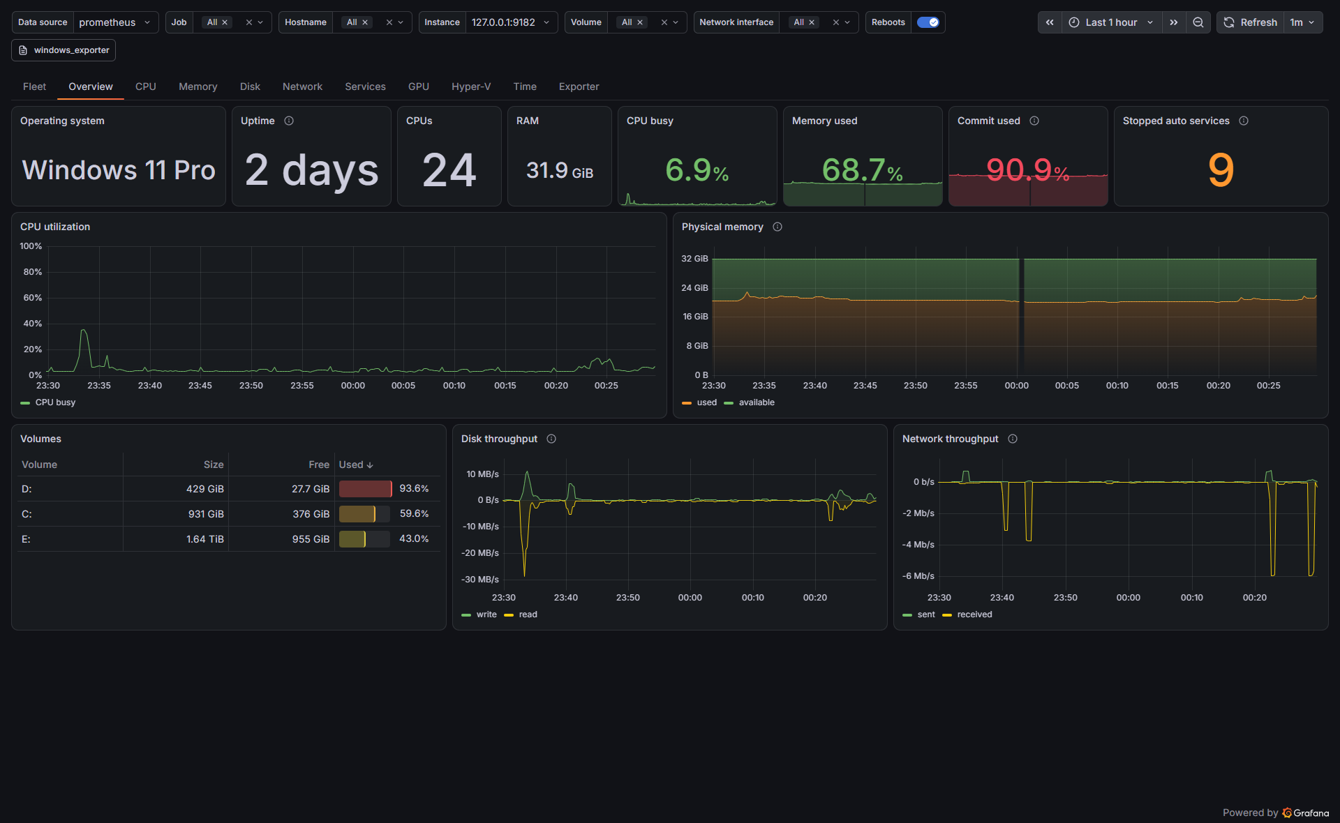 Screenshot of the Overview tab.